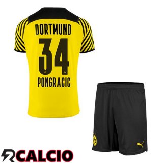 Prima Maglia Dortmund BVB (Pongracic 34) Bambino Giallo 2021 2022