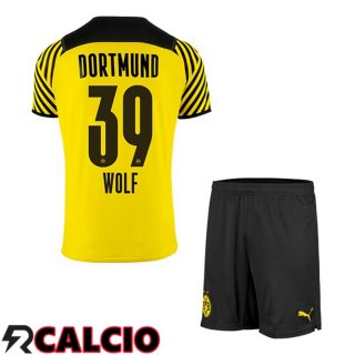 Prima Maglia Dortmund BVB (Wolf 39) Bambino Giallo 2021 2022