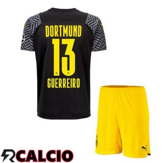 Seconda Maglia Dortmund BVB (Guerreiro 13) Bambino Nero 2021 2022