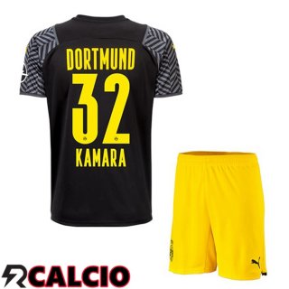Seconda Maglia Dortmund BVB (Kamara 32) Bambino Nero 2021 2022