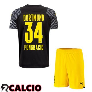 Seconda Maglia Dortmund BVB (Pongracic 34) Bambino Nero 2021 2022
