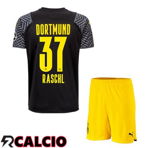 Seconda Maglia Dortmund BVB (Raschl 37) Bambino Nero 2021 2022