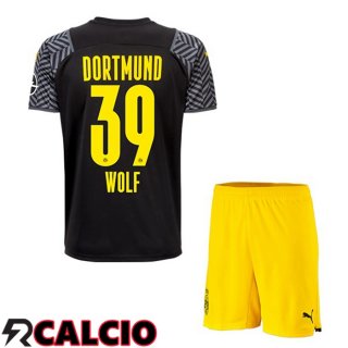 Seconda Maglia Dortmund BVB (Wolf 39) Bambino Nero 2021 2022