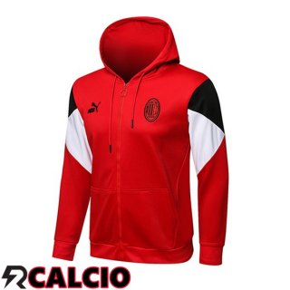 Giacca Con Cappuccio AC Milan Rosso 2021/2022  Giacca Con Cappuccio AC Milan Rosso 2021/2022