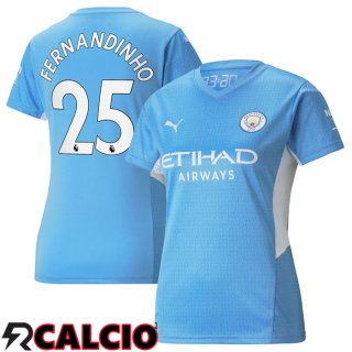Prima Maglia Manchester City (FERNANDINHO 25) Donna Azzurro 2021/2022  Prima Maglia Manchester City (FERNANDINHO 25) Donna Azzurro 2021/2022