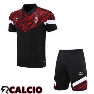 Maglia Polo AC Milan + Pantalonicini Nero Rosso 2021/2022