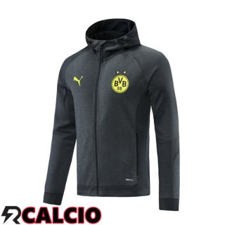 Felpa Allenamento Con Cappuccio Dortmund BVB Nero Grigio 2021/2022  Felpa Allenamento Con Cappuccio Dortmund BVB Nero Grigio 2021/2022