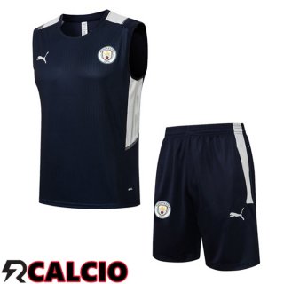 Canotta Allenamento Manchester City + Pantalonicini Blu Royal 2021/2022  Canotta Allenamento Manchester City + Pantalonicini Blu Royal 2021/2022