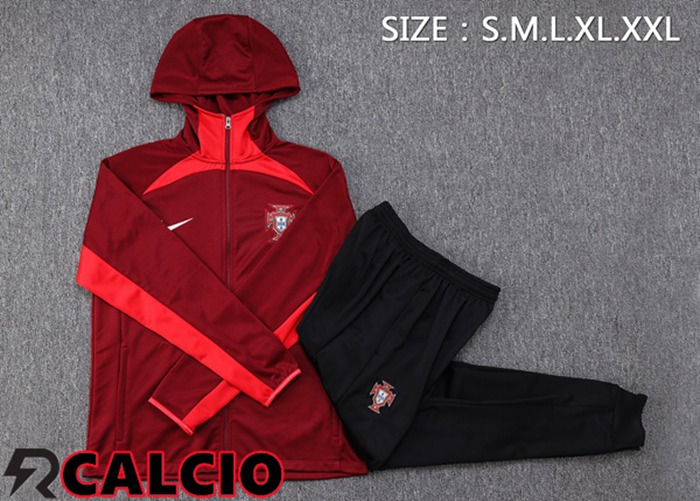 Insieme Giacca Con Cappuccio Tuta Portogallo Rosso 2023/2024