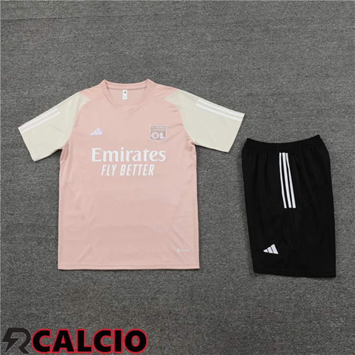 T Shirt Allenamento Lyon + Pantaloncini Rosa 2023/2024