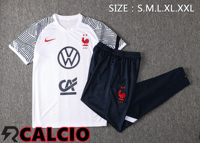 T Shirt Allenamento Francia + Pantaloni Bianco 2021/2022