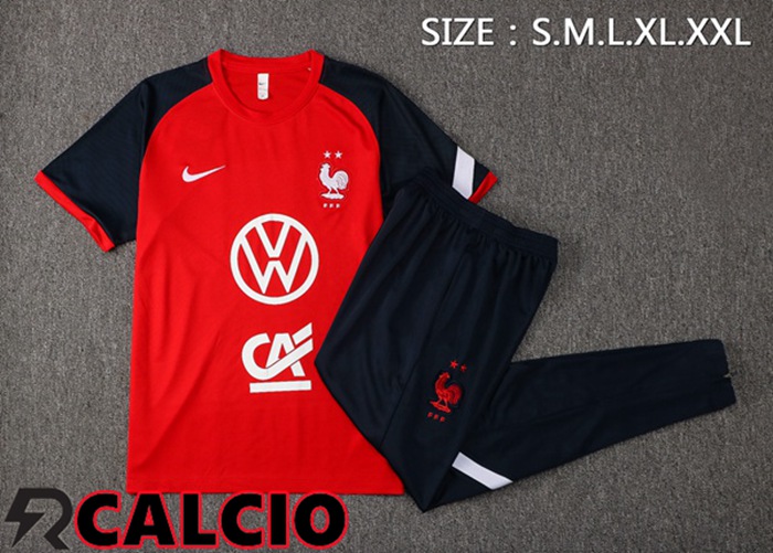 T Shirt Allenamento Francia + Pantaloni Rosso 2021/2022