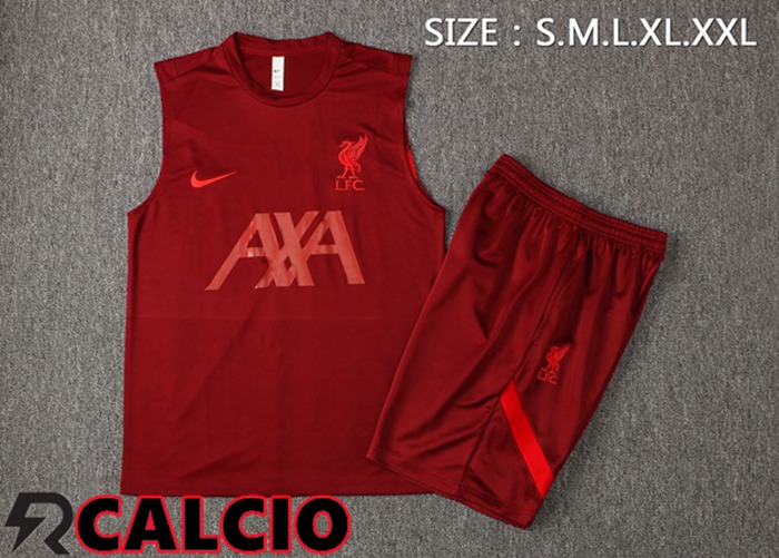 Canotta Allenamento FC Liverpool + Pantalonicini Rosso 2021/2022